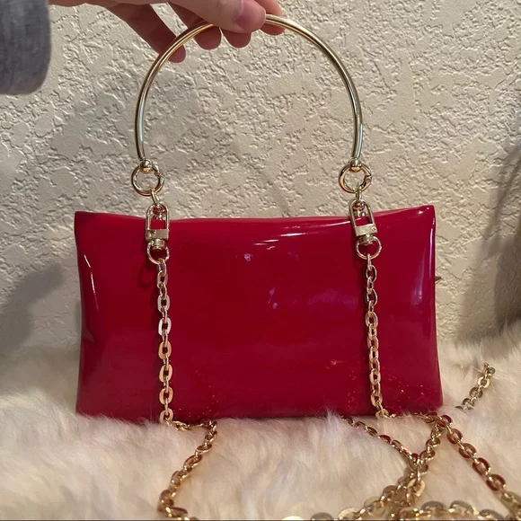 Dior Beauty Cosmetic Pouch to Crossbody Bag and Handbag Red Stud Patent Leather - Picture 7 of 16